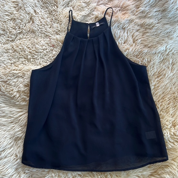 Staccato black two layer sheer pleated sleeveless top large - Picture 6 of 6